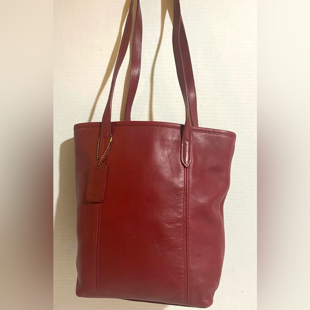 Coach Red Leather Tote Crossbody Bag